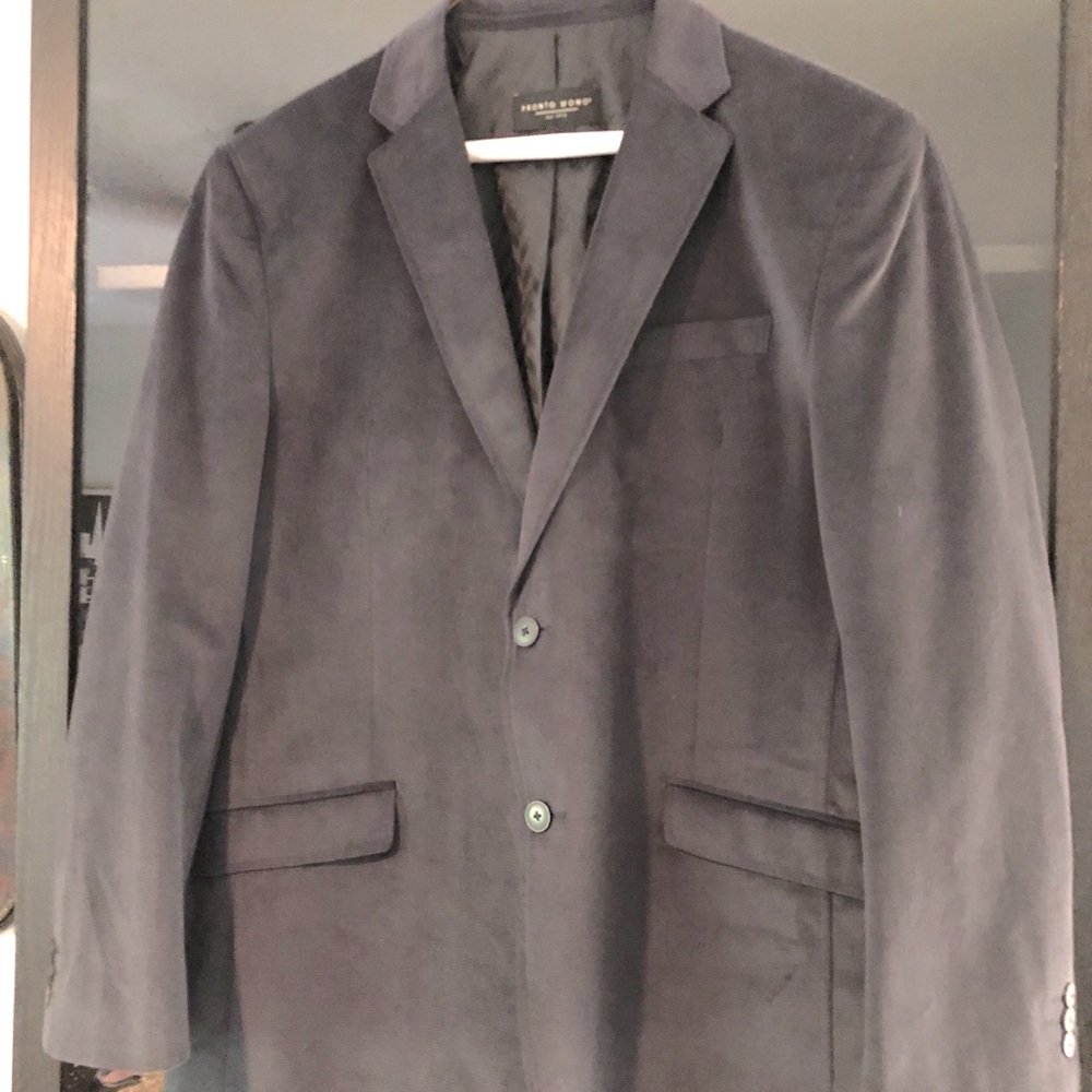 Men’s Blazer—Pronto Uomo, blue plush velveteen finish